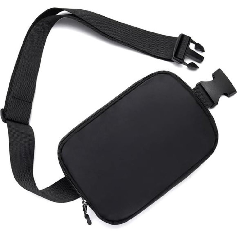 Belt bag Fanny pack crossbody bags Waist packs with 3 Pockets (black)